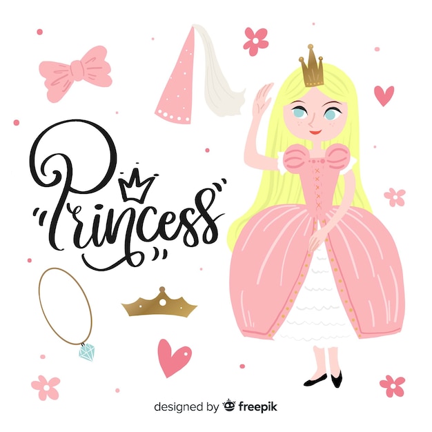 Fond De Princesse Et D'objets Dessinés à La Main