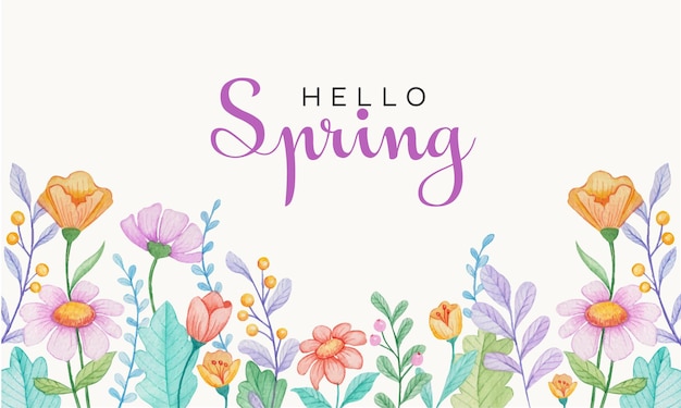 Fond de printemps aquarelle dessiné à la main