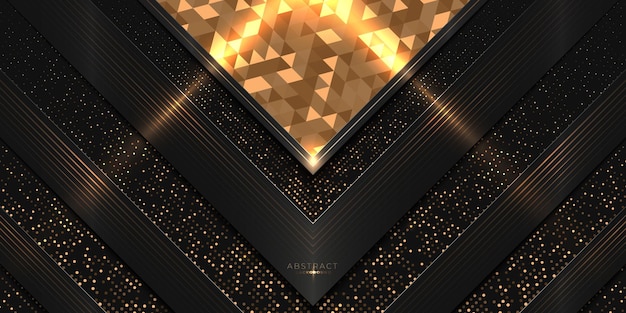 Fond de prix de luxe avec motif triangulaire brillant doré et paillettes