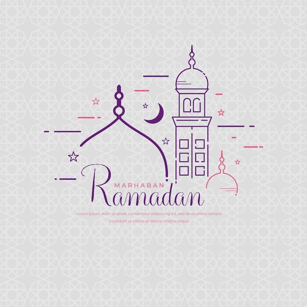 Vecteur fond de ramadan avec la conception de contour de mosquée
