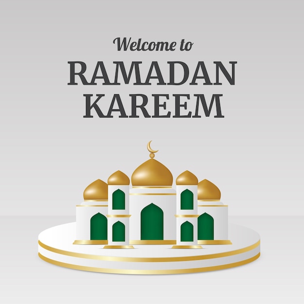 Fond de ramadan kareem avec une belle mosquée réaliste