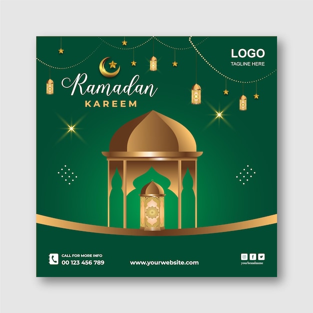 Fond De Ramadan Kareem Avec Lampe Dorée