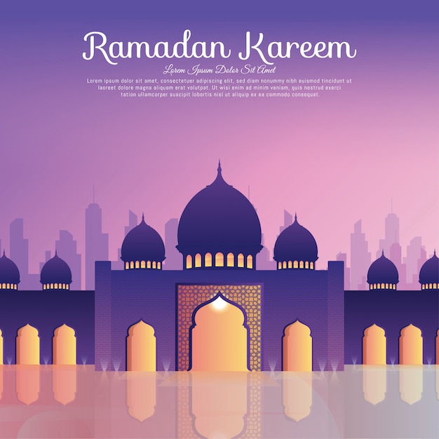 Vecteur fond de ramadan kareem avec mosquée