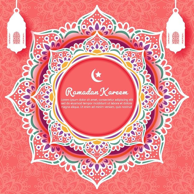 Vecteur fond de ramadan kareem avec ornement de mandala