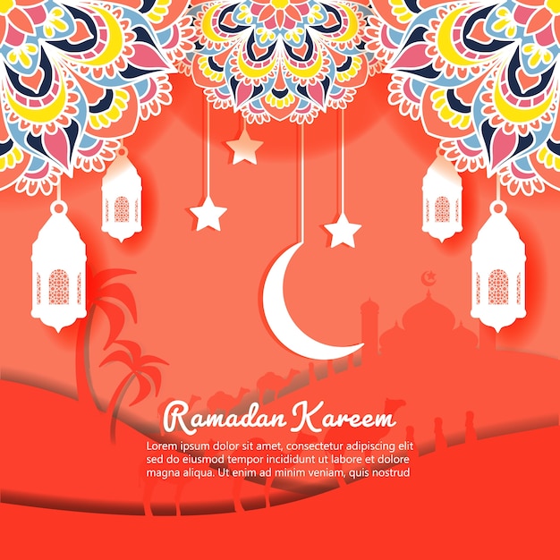 Vecteur fond de ramadan kareem avec ornement de mandala