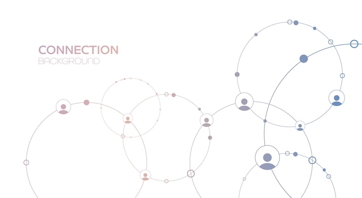 Vecteur fond de réseau. connexions avec des points, des lignes et des icônes de personnes