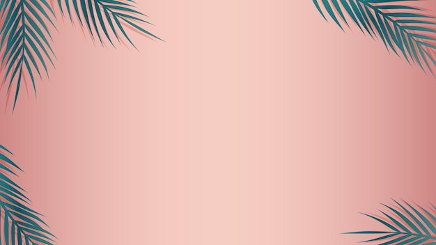 Fond rose d'été tropical exotique avec des feuilles de palmier Conception de mur pastel chaud botanique