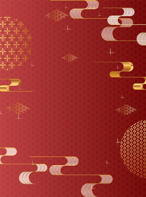 Vecteur fond rouge avec décoration de style art nouvel an chinois