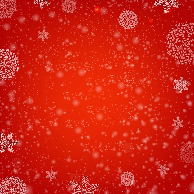 Fond Rouge D'hiver Avec De La Neige