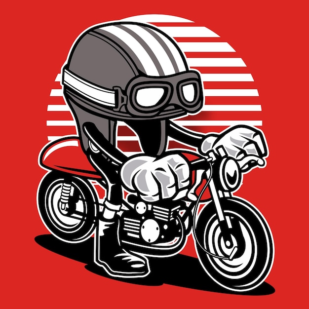 un fond rouge avec une moto avec un casque dessus