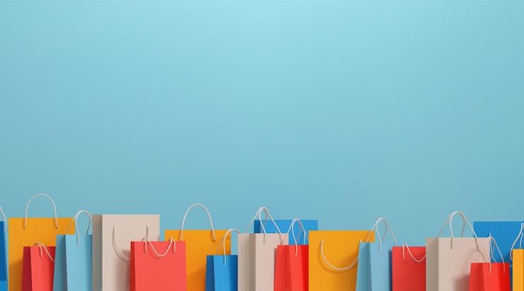 Vecteur fond avec des sacs à provisions colorés illustration vectorielle concept de vente et de remise
