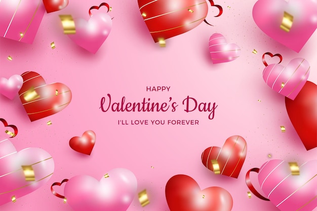 Fond de Saint Valentin avec de beaux ballons 3d