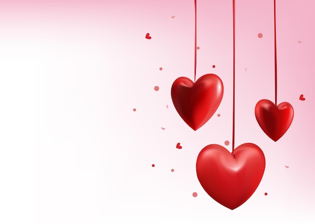 Fond de Saint Valentin avec des coeurs de ballon doux rouge réaliste