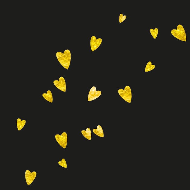 Fond De La Saint-valentin Avec Des Coeurs De Paillettes D'or 14 Février Confettis Vectoriels Pour Le Modèle De Fond De La Saint-valentin Texture Dessinée à La Main Grunge