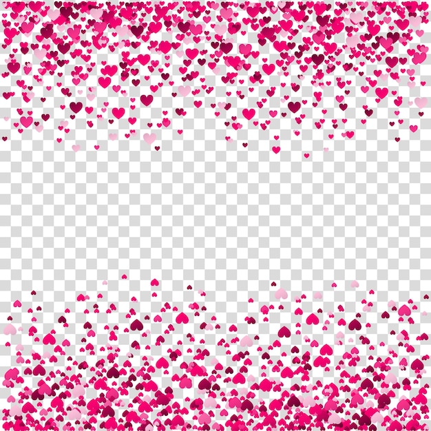 Fond de Saint Valentin avec des confettis coeur volant rose. Élément de design pour carte de voeux d'amour romantique, carte postale de la journée de la femme, invitation de mariage. Texture vectorielle.