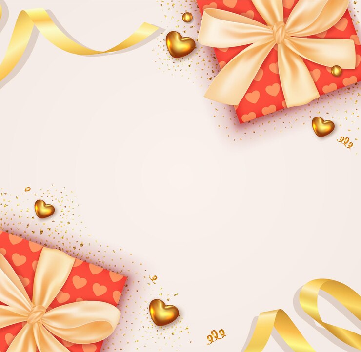 Vecteur fond de saint valentin réaliste avec décoration de conception de boîte de cadeaux rouge réaliste