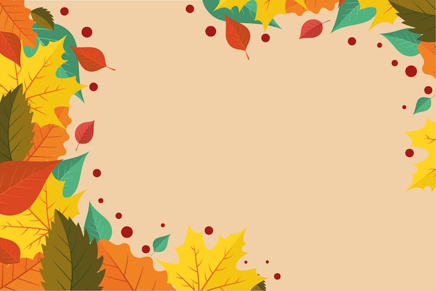 Vecteur fond saisonnier d'automne de feuilles d'automne dans des couleurs or rouge et orange