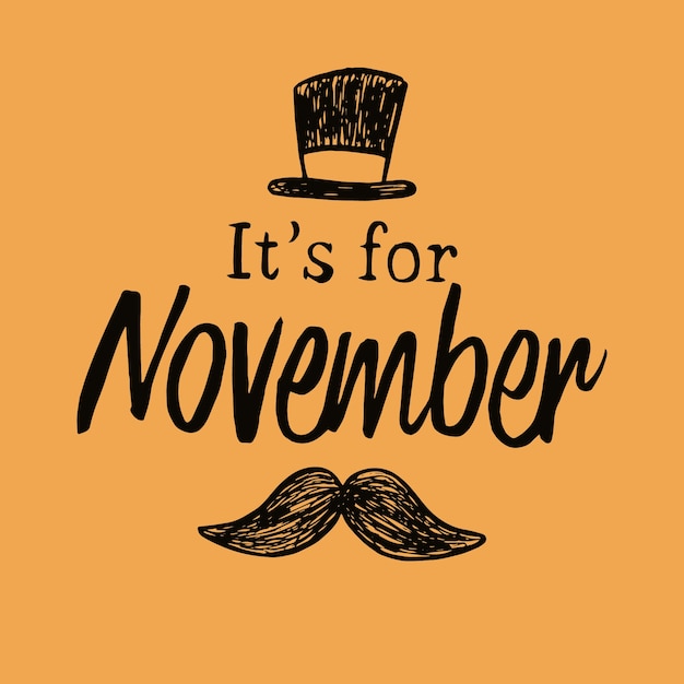 Fond de sensibilisation movember dessiné à la main avec lettrage