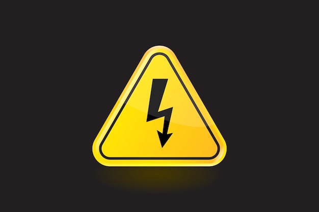 Fond de signe noir et jaune d'électricité de danger