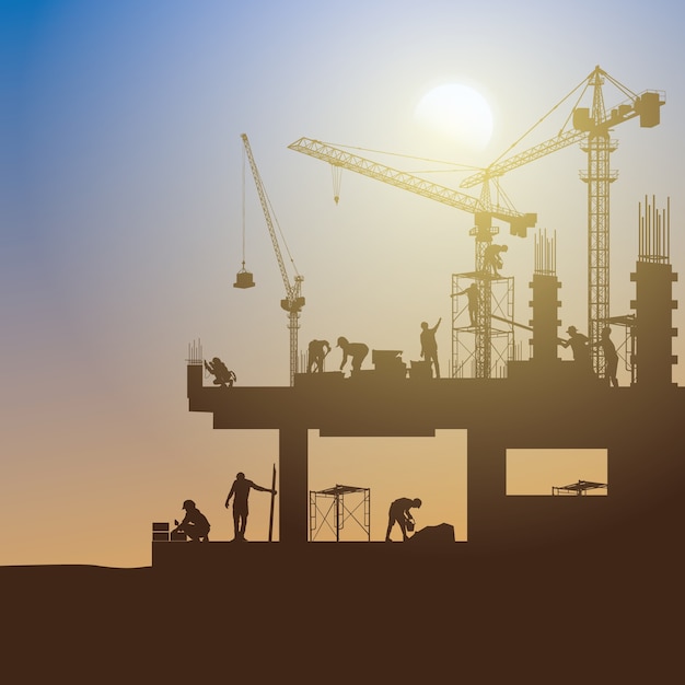 Fond de silhouette de construction.
