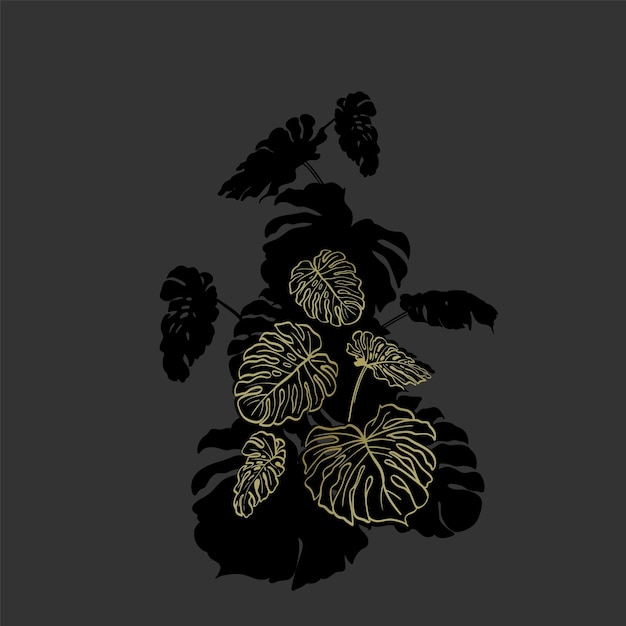 Fond Avec Des Silhouettes De Feuilles De Monstera