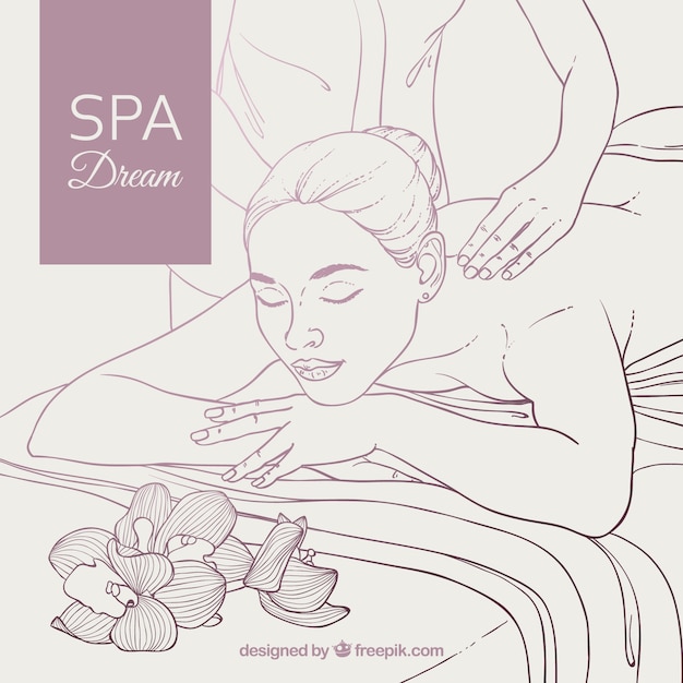 Vecteur fond de spa avec une femme détendue