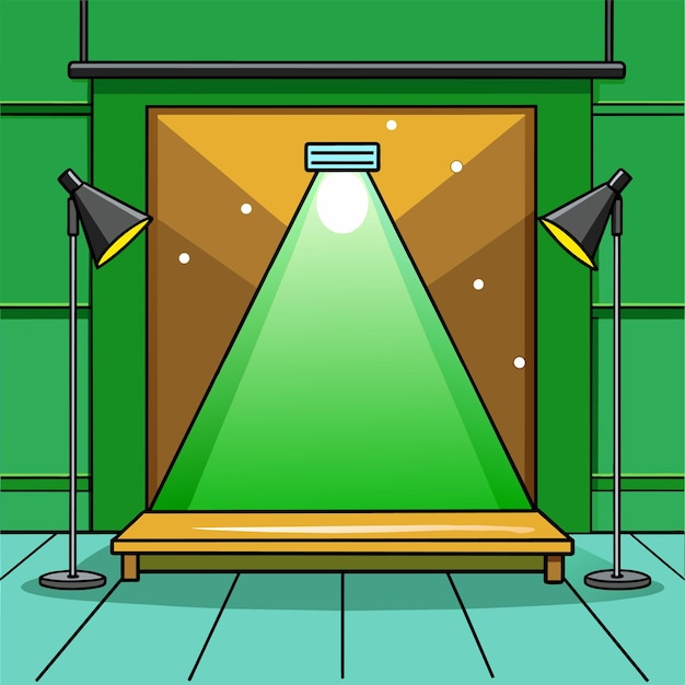 Vecteur fond de studio de mur vert avec illustration vectorielle de projecteur de podium