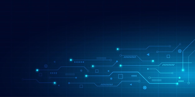 Fond de technologie abstraite bleu. Conception numérique de carte de circuit imprimé.