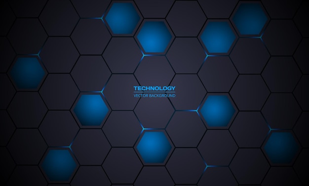 Fond De Technologie Abstraite Hexagonale Gris Et Bleu Foncé