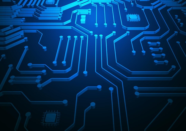 Fond de technologie de circuit avec système de connexion de données numériques de haute technologie et conception électronique par ordinateur