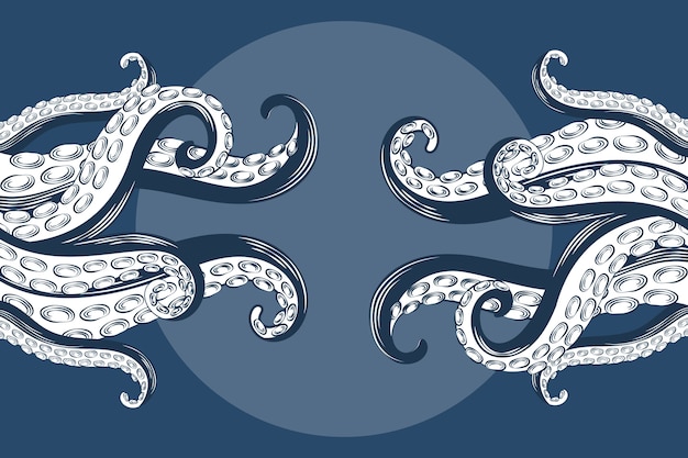 Vecteur fond de tentacules de poulpe dessinés à la main réaliste