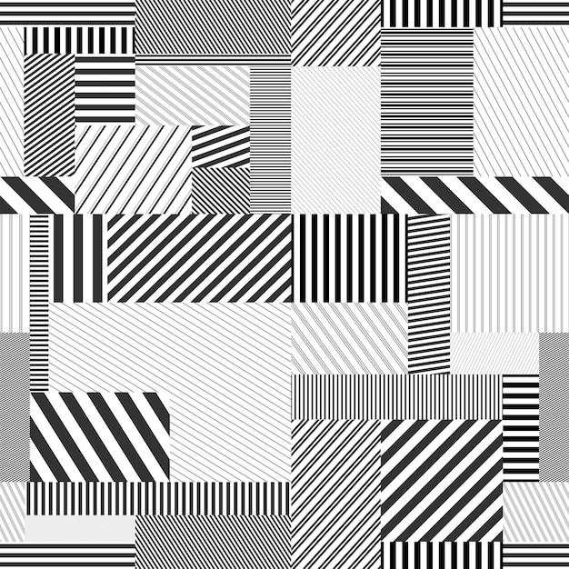 Vecteur fond textile rayé sans soudure. conception de tissu géométrique noir et blanc avec des lignes