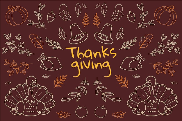 Vecteur fond de thanksgiving dessiné à la main