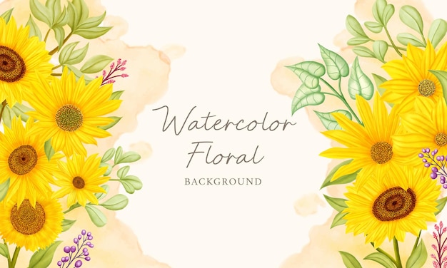 Fond de tournesol aquarelle de mariage