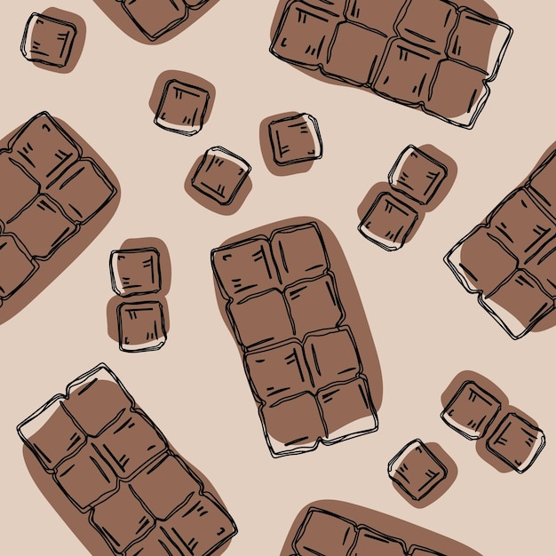 Fond Transparent Avec Un Motif De Morceaux De Chocolat Dessinés à La Main