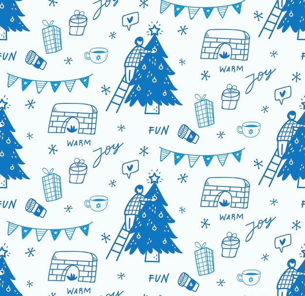 Fond Transparent De Noël Dans Un Style Doodle