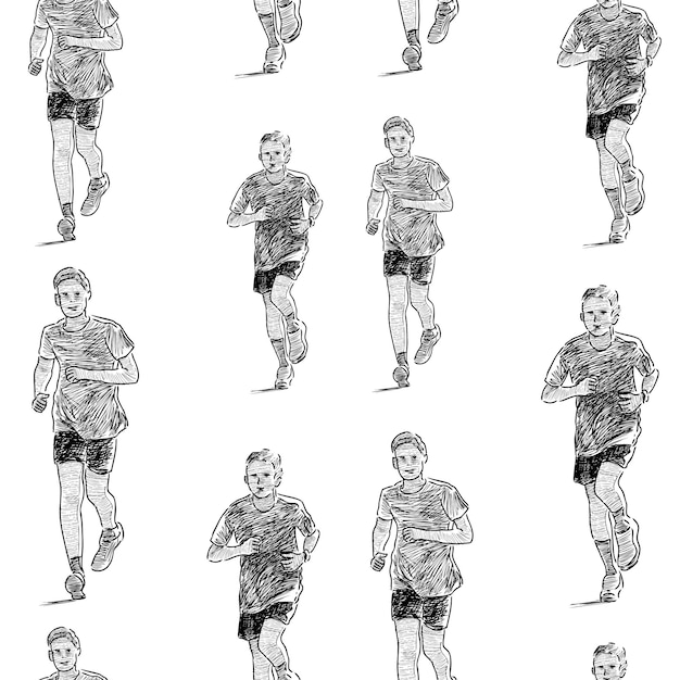 Fond Transparent à Partir De Croquis De Jogging Adolescents