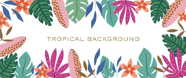 Fond tropical Boho feuilles monstera feuilles tropicales botaniques et motif floral