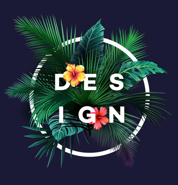 Fond Tropical Lumineux Avec Des Plantes De La Jungle. Motif Exotique Avec Des Feuilles De Palmier. Illustration Vectorielle