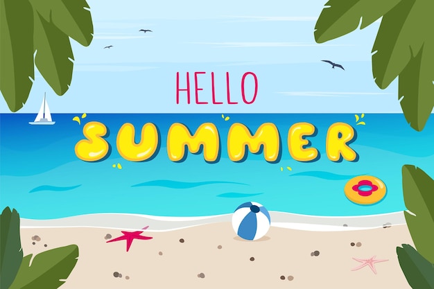 Fond de vacances d'été Bonjour lettrage d'été