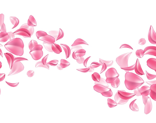 Vecteur fond de vague de pétale de sakura rose cerise rose réaliste de vecteur