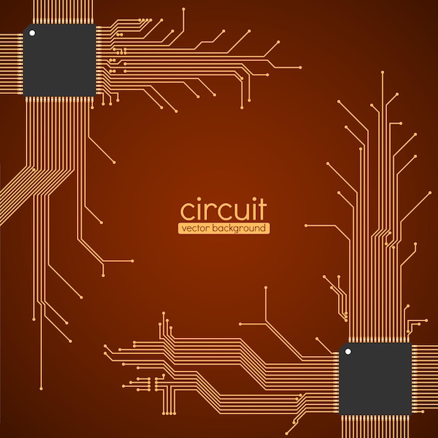 Fond de vecteur de carte de circuit imprimé, jeu de couleurs marron.