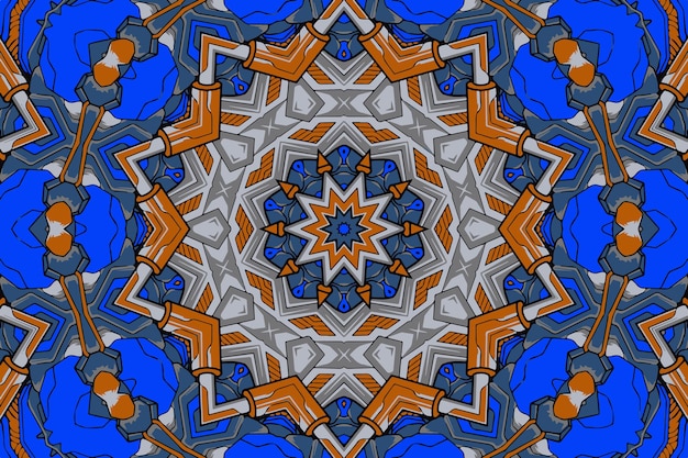 Fond De Vecteur Coloré Imprimé Mandala Géométrique Ethnique Bleu