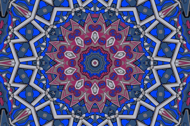 Fond de vecteur coloré imprimé mandala géométrique ethnique bleu