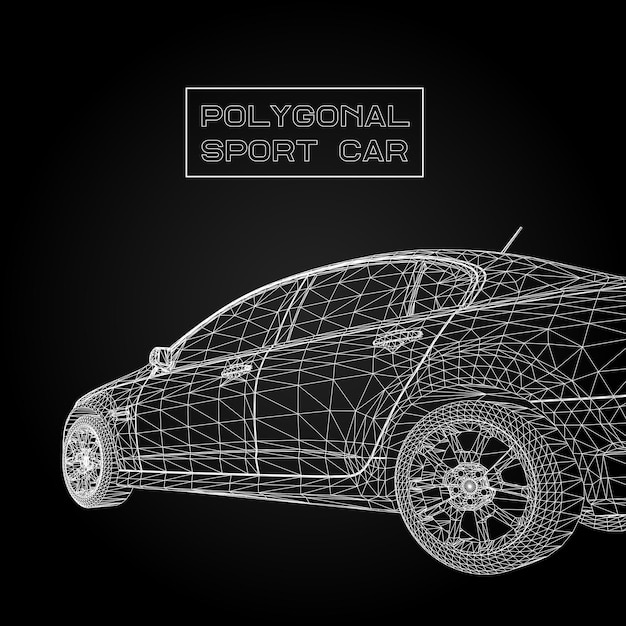 Fond de vecteur de concept créatif abstrait du modèle de voiture 3d. Voiture de sport.