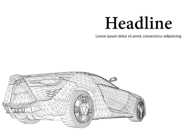 Fond De Vecteur De Concept Créatif Abstrait Du Modèle De Voiture 3d. Voiture De Sport.