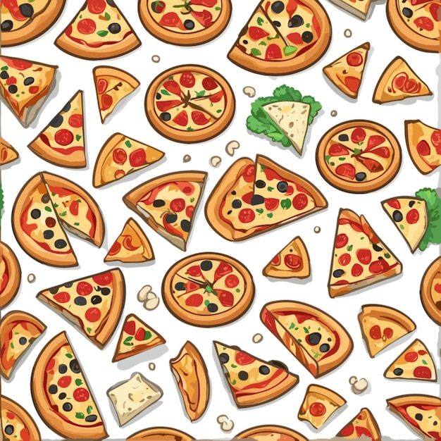 Vecteur fond vecteur de dessin animé de pizza sur fond blanc