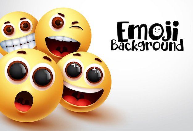 Fond De Vecteur Emoji Heureux Emojis Et émoticônes Jaunes D'expressions Faciales Drôles Et Heureuses