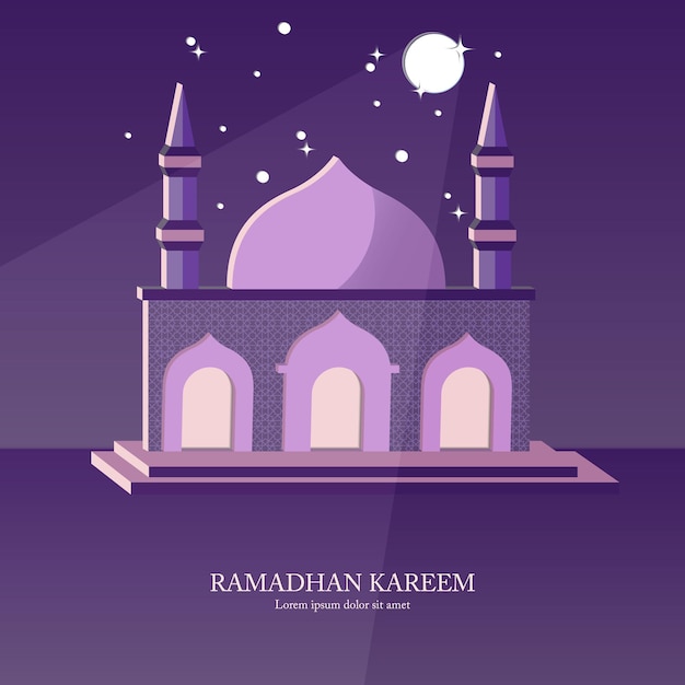 Vecteur fond de vecteur d'illustration de ramadan kareem violet élégant