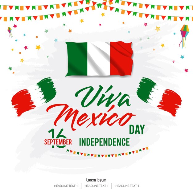 Fond De Vecteur De Jour De L'indépendance De Viva Mexico Heureux